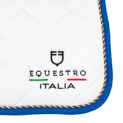 Sottosella da salto Equestro x FISE con bordino con bandiera italiana Bianco / blu di Savoia Sottosella da salto Equestro x FISE con bordino con bandiera italiana Bianco / blu di Savoia