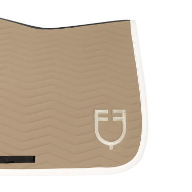 Sottosella da salto Equestro trapuntato Wave in tessuto tecnico Oxford tan / bianco antico