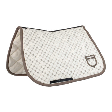 Sottosella da salto Equestro con monogramma stampato Bianco antico / noce