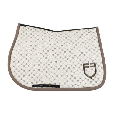 Sottosella da salto Equestro con monogramma stampato Bianco antico / noce