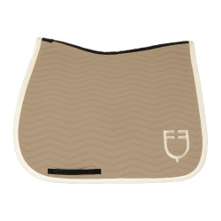 Sottosella da dressage Equestro trapuntato Wave in tessuto tecnico Oxford tan / bianco antico
