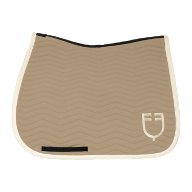 Sottosella da dressage Equestro trapuntato Wave in tessuto tecnico Oxford tan / bianco antico