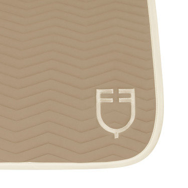 Sottosella da dressage Equestro trapuntato Wave in tessuto tecnico Oxford tan / bianco antico