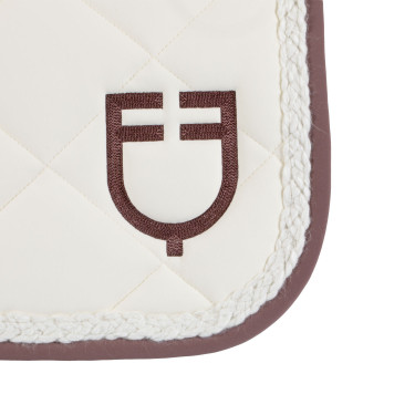 Sottosella da dressage Equestro con cordoncino intrecciato Bianco antico / marrone Sottosella da dressage Equestro con cordoncino intrecciato Bianco antico / marrone
