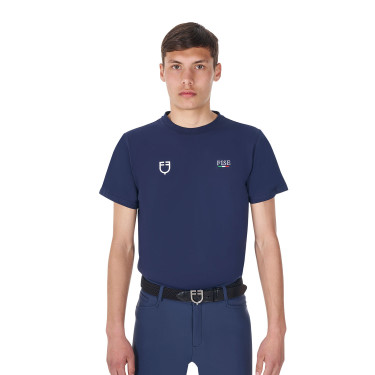 T-shirt uomo Equestro x FISE taglio slim maniche corte Blazer marine Blu marino