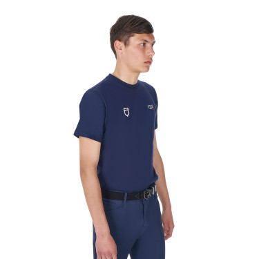 T-shirt uomo Equestro x FISE taglio slim maniche corte Blazer marine Blu marino