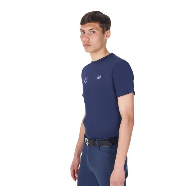 T-shirt uomo Equestro x FISE taglio slim maniche corte Blazer marine Blu marino