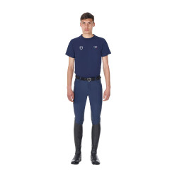 T-shirt uomo Equestro x FISE taglio slim maniche corte Blazer marine Blu marino