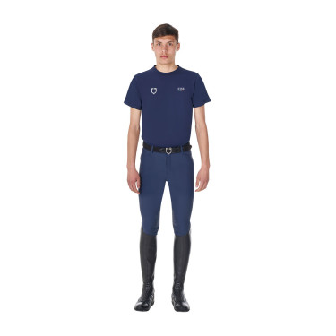 T-shirt uomo Equestro x FISE taglio slim maniche corte Blazer marine Blu marino