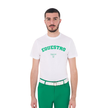 T-shirt uomo Equestro Horse Club in cotone a maniche corte Bianco T-shirt uomo Equestro Horse Club in cotone a maniche corte Bianco