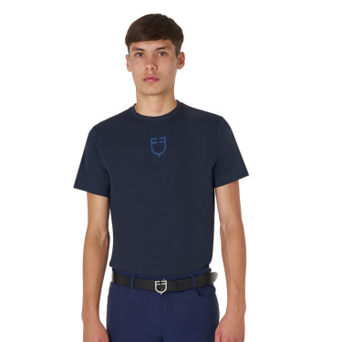 T-shirt uomo Equestro basic con logo tono su tono a maniche corte Marina Blu marino