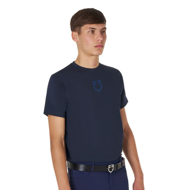 T-shirt uomo Equestro basic con logo tono su tono a maniche corte Marina Blu marino