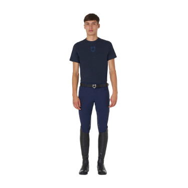 T-shirt uomo Equestro basic con logo tono su tono a maniche corte Marina Blu marino