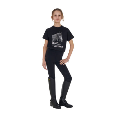 T-shirt da bambina Equestro Ready To The Party in cotone con strass a maniche corte Nero