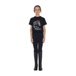 T-shirt da bambina Equestro Ready To The Party in cotone con strass a maniche corte Nero