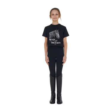 T-shirt da bambina Equestro Ready To The Party in cotone con strass a maniche corte Nero