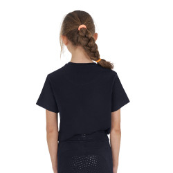 T-shirt da bambina Equestro Ready To The Party in cotone con strass a maniche corte Marina Blu marino