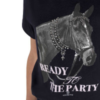 T-shirt da bambina Equestro Ready To The Party in cotone con strass a maniche corte Marina Blu marino