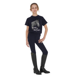 T-shirt da bambina Equestro Ready To The Party in cotone con strass a maniche corte Marina Blu marino