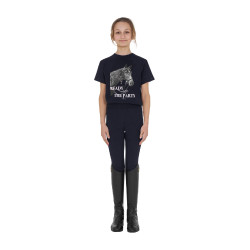 T-shirt da bambina Equestro Ready To The Party in cotone con strass a maniche corte Marina Blu marino