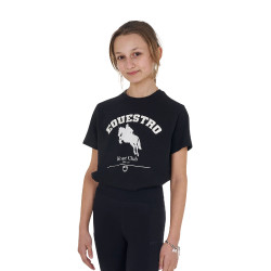 T-shirt da bambina Equestro Jumping Horse Club in cotone a maniche corte Nero
