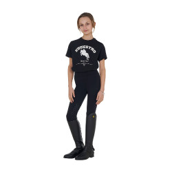 T-shirt da bambina Equestro Jumping Horse Club in cotone a maniche corte Nero
