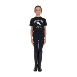 T-shirt da bambina Equestro Jumping Horse Club in cotone a maniche corte Nero