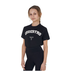 T-shirt da bambina Equestro Horse Club in cotone a maniche corte Nero T-shirt da bambina Equestro Horse Club in cotone a maniche corte Nero