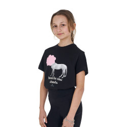 T-shirt da ragazza Equestro Head In The Clouds in cotone a maniche corte Nero