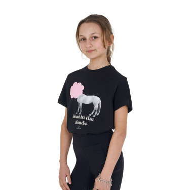 T-shirt da ragazza Equestro Head In The Clouds in cotone a maniche corte Nero