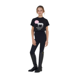 T-shirt da ragazza Equestro Head In The Clouds in cotone a maniche corte Nero