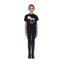 T-shirt da ragazza Equestro Head In The Clouds in cotone a maniche corte Nero