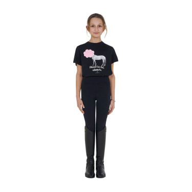 T-shirt da ragazza Equestro Head In The Clouds in cotone a maniche corte Nero