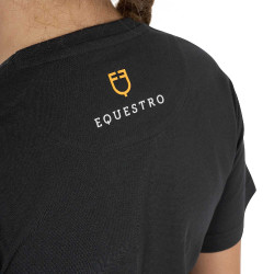 T-shirt da bambina Equestro slim fit con logo glitter rosa a maniche corte Nero T-shirt da bambina Equestro slim fit con logo glitter rosa a maniche corte Nero