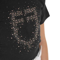 T-shirt da bambina Equestro slim fit con logo glitter rosa a maniche corte Nero T-shirt da bambina Equestro slim fit con logo glitter rosa a maniche corte Nero