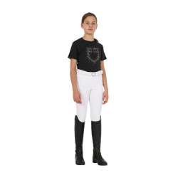 T-shirt da bambina Equestro slim fit con logo glitter rosa a maniche corte Nero T-shirt da bambina Equestro slim fit con logo glitter rosa a maniche corte Nero