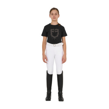 T-shirt da bambina Equestro slim fit con logo glitter rosa a maniche corte Nero T-shirt da bambina Equestro slim fit con logo glitter rosa a maniche corte Nero