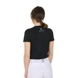 T-shirt da donna Equestro Wild Heart in cotone a maniche corte Nero