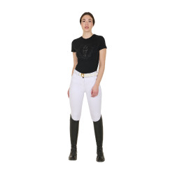 T-shirt da donna Equestro Wild Heart in cotone a maniche corte Nero