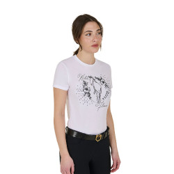 T-shirt donna Equestro Wild Flower in cotone a maniche corte Bianco