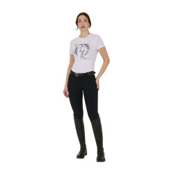 T-shirt donna Equestro Wild Flower in cotone a maniche corte Bianco