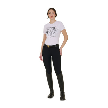 T-shirt donna Equestro Wild Flower in cotone a maniche corte Bianco