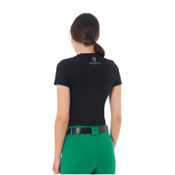 T-shirt donna Equestro Stripe Horse Club in cotone a maniche corte Nero
