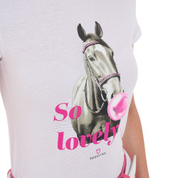 T-shirt da donna Equestro So Lovely in cotone a maniche corte Bianco T-shirt da donna Equestro So Lovely in cotone a maniche corte Bianco