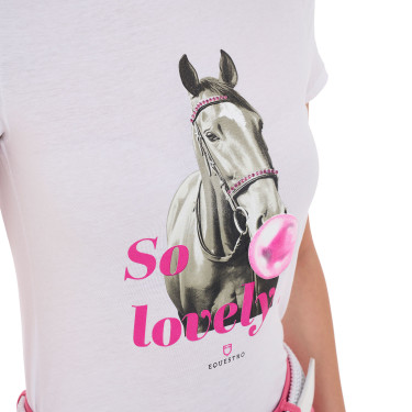 T-shirt da donna Equestro So Lovely in cotone a maniche corte Bianco T-shirt da donna Equestro So Lovely in cotone a maniche corte Bianco