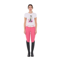 T-shirt da donna Equestro So Lovely in cotone a maniche corte Bianco T-shirt da donna Equestro So Lovely in cotone a maniche corte Bianco