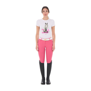 T-shirt da donna Equestro So Lovely in cotone a maniche corte Bianco T-shirt da donna Equestro So Lovely in cotone a maniche corte Bianco