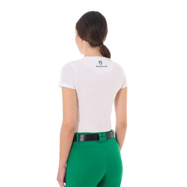 T-shirt donna Equestro Jumping Horse Club in cotone a maniche corte Bianco