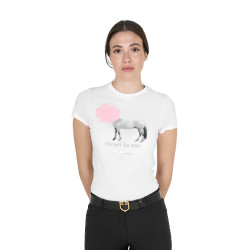 T-shirt da donna Equestro Head In The Clouds in cotone a maniche corte Bianco