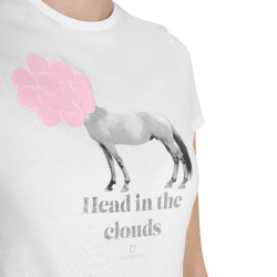 T-shirt da donna Equestro Head In The Clouds in cotone a maniche corte Bianco